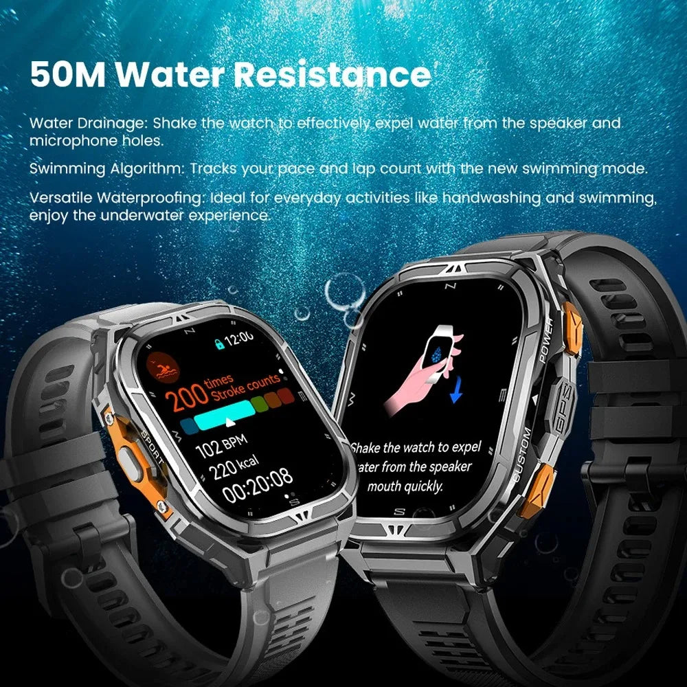GPS Outdoor Smartwatch | 1.96" AMOLED, 5ATM 50m, Barometric Altimeter & Compass