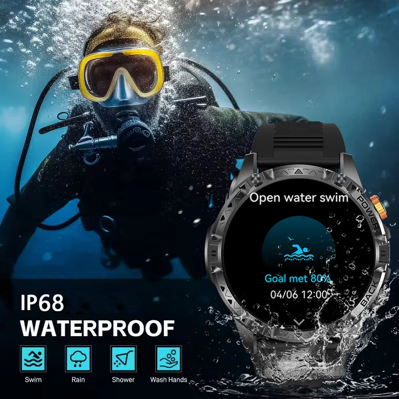 DAORKOW YK16 Smartwatch | 1000mAh, IP68 Swimming, Bluetooth Calling & Alexa
