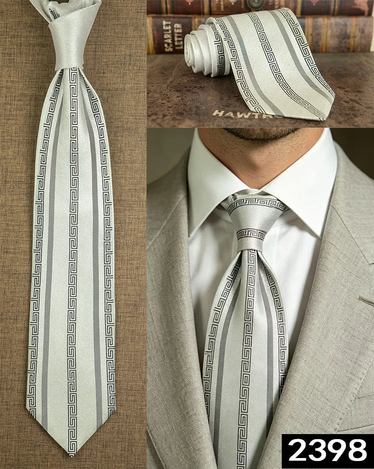 Men's 100% Silk Jacquard Necktie – Geometric, Floral, Checked & Solid