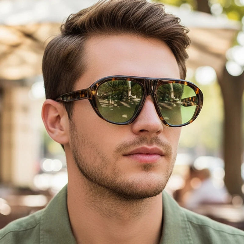 SO&EI Vintage Candy Color Pilot Men Sunglasses Fashion Women Outdoor Shades UV400 Punk Leopard Sun Glasses