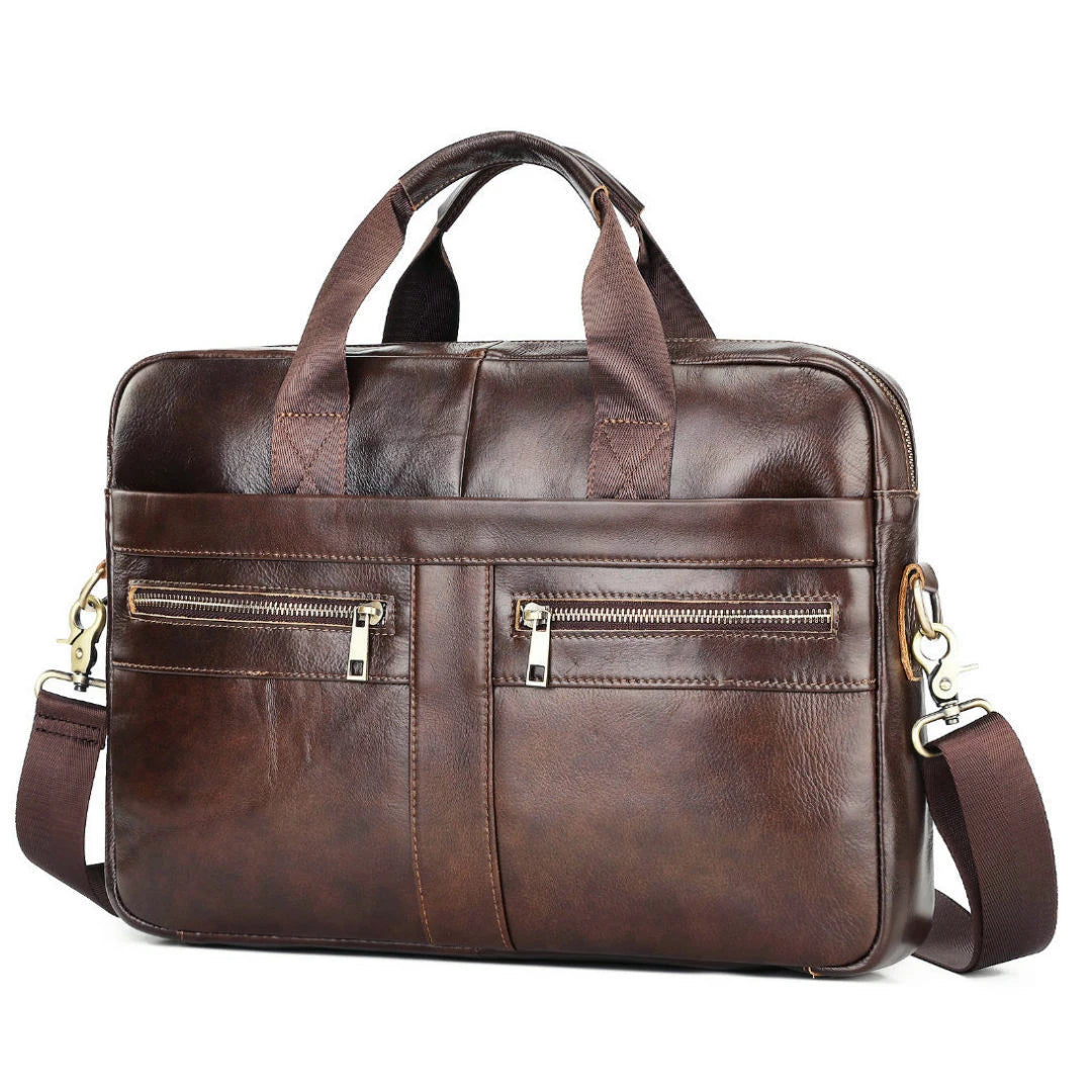 LACHIOUR Genuine Leather Laptop Bag – Business Messenger & Crossbody | Men's