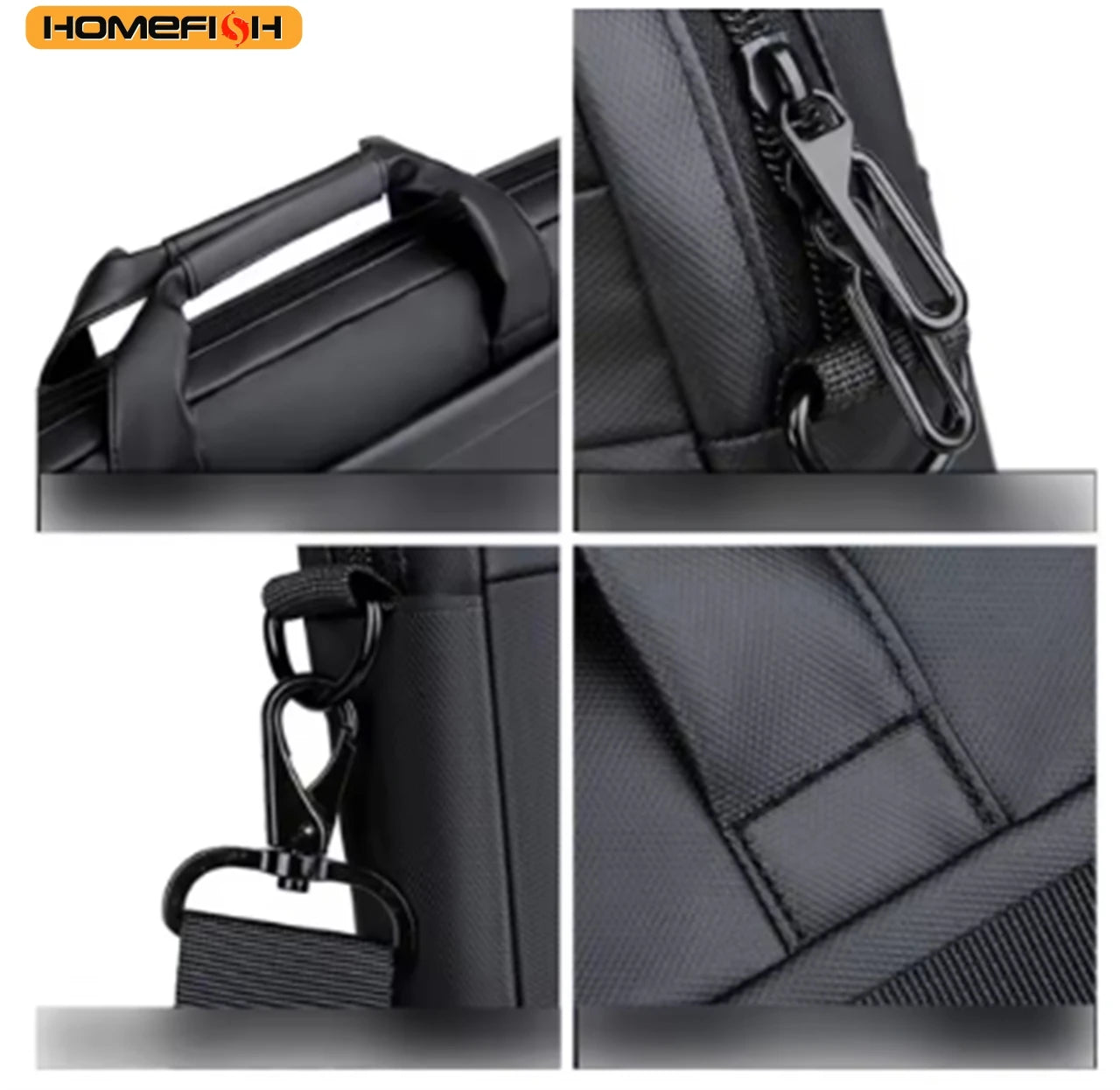 HOMEFISH 15-Inch Laptop Shoulder Bag, Waterproof Light Luxury Office Handbag, Men's Business Daily Messenger Bag