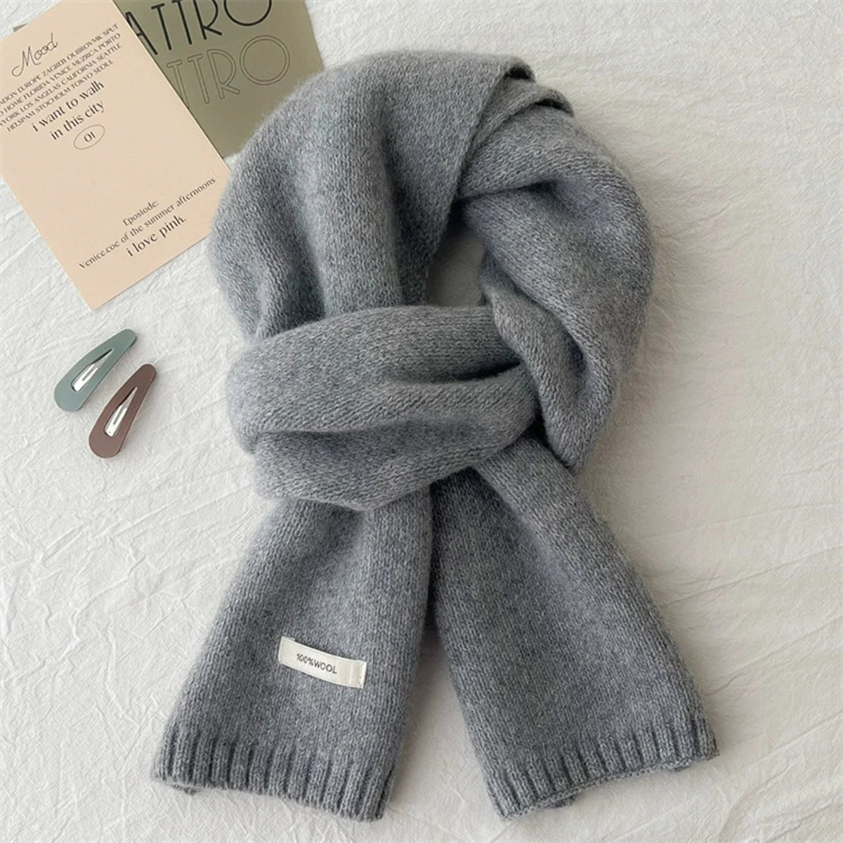 Wool Knit Long Scarf