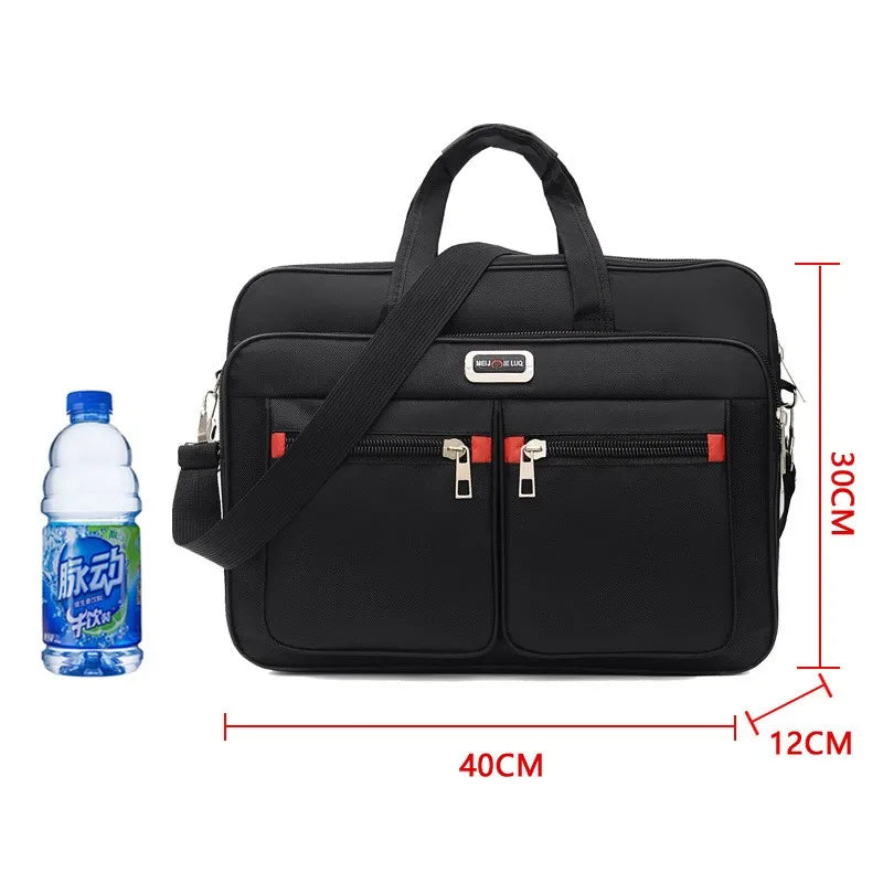 HOMEFISH Multi-pocket Portable Business Handbag for Men, Large Capacity Versatile Shoulder Briefcase for Daily Work & Casual Use