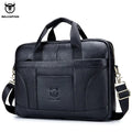BULLCAPTAIN Genuine Leather Briefcase | 14" Laptop Bag with Detachable Shoulder Strap