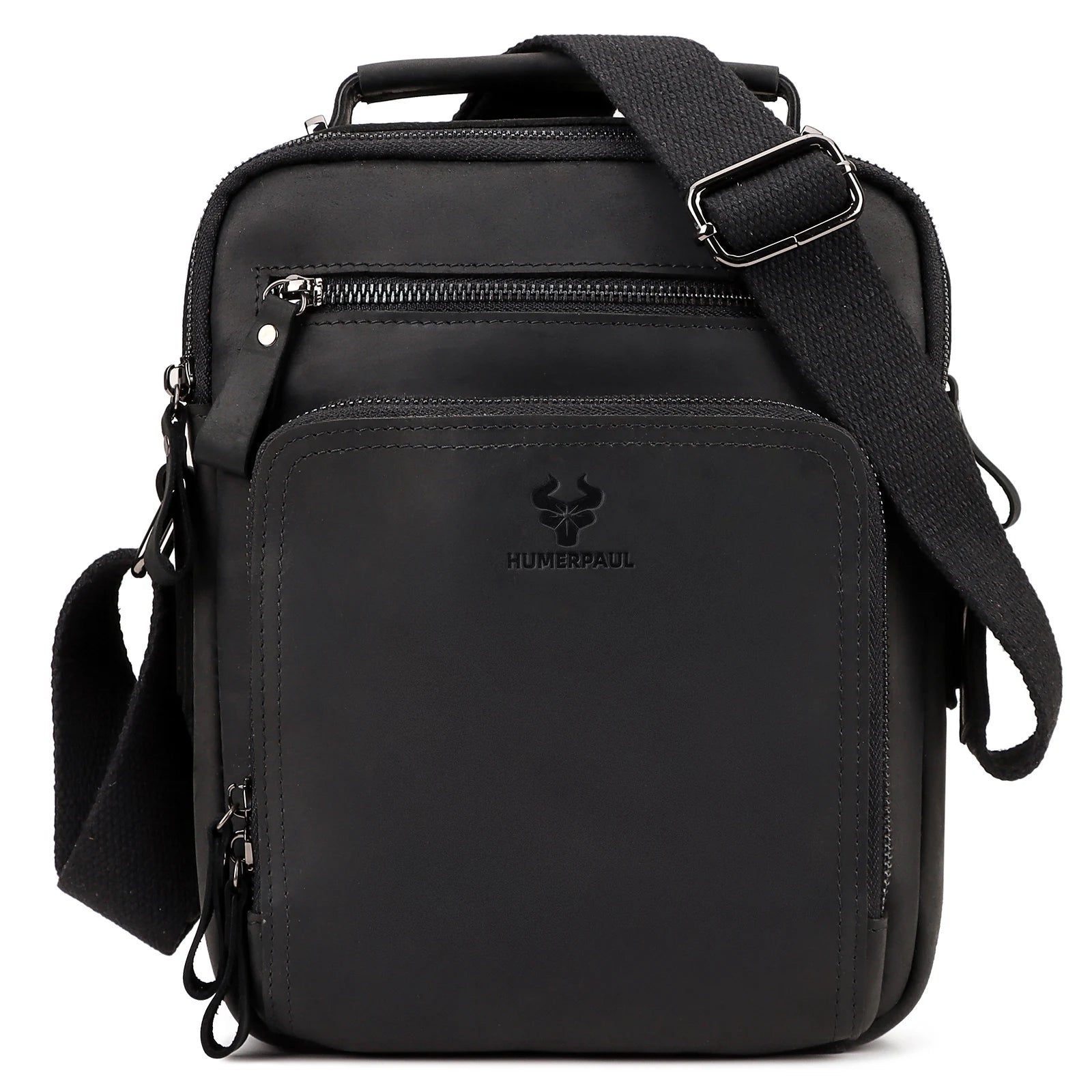 Full Grain Leather Shoulder Bag for Men — Crossbody Messenger with iPad Compartment
