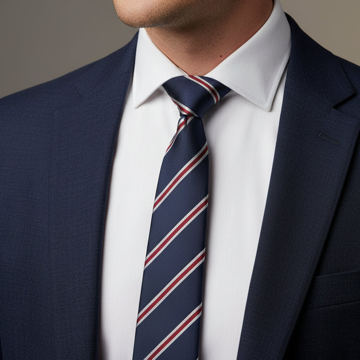 Men's Slim Navy Blue Necktie – Solid Polyester | 6cm