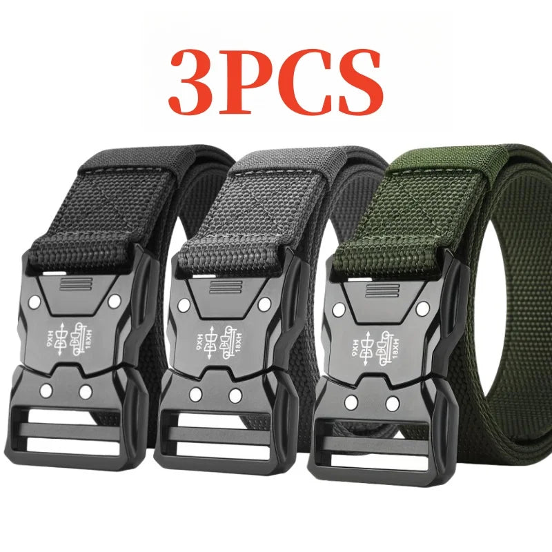3 pairs of men's nylon belts, outdoor sports casual work pants jeans belt, suitable for daily commuting, suitable for holiday gi