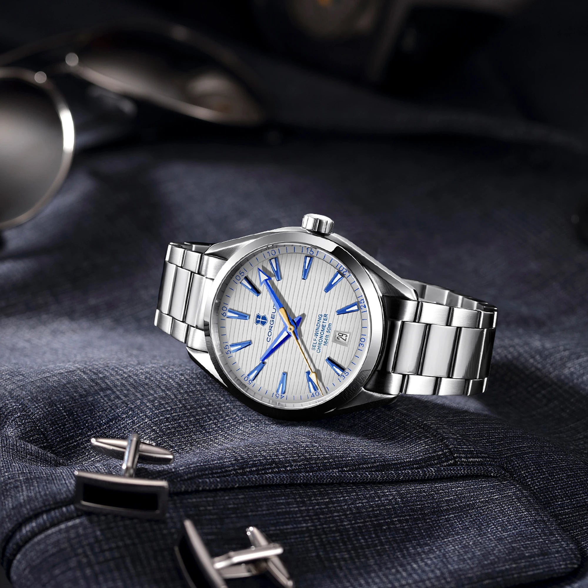 CORGEUT 41mm Automatic Watch – Seiko NH35, Sapphire Crystal, Exhibition Caseback, 50m Water Resistant