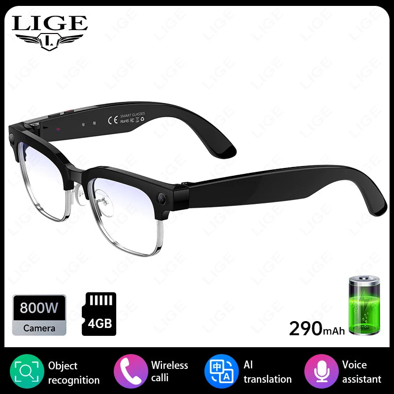 LIGE AI Smart Glasses Pro – 8MP, 4GB, Dual-Band Wi-Fi, IP66, Photochromic Option