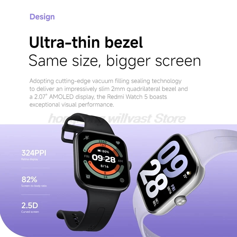 XIAOMI 2026 Global Version Redmi Watch 5 2.07" AMOLED display 150+ sports modes  550mAh Battery Heart Rate Blood Oxygen Monitor