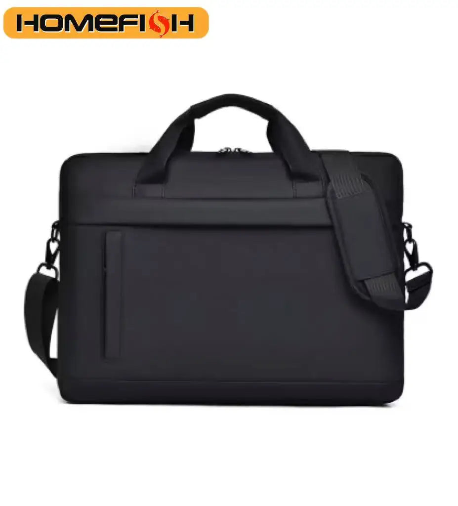 HOMEFISH 15-Inch Laptop Shoulder Bag, Waterproof Light Luxury Office Handbag, Men's Business Daily Messenger Bag