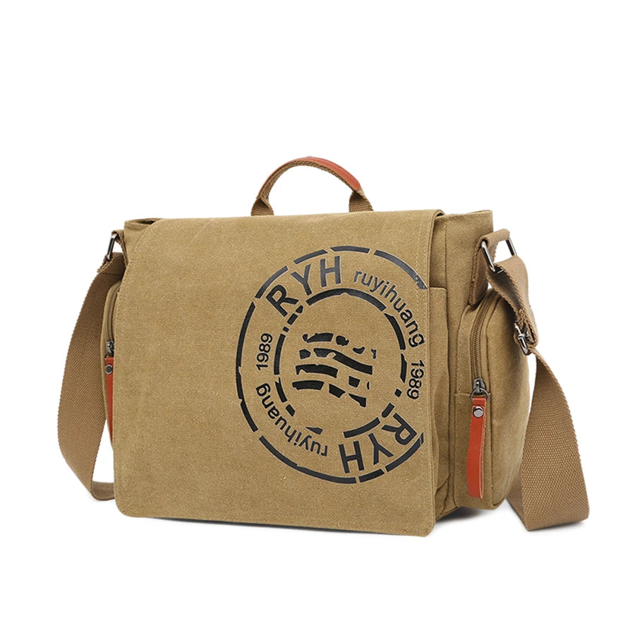DIDA BEAR Canvas Messenger Bag | Large Capacity Travel & Weekend Briefcase
