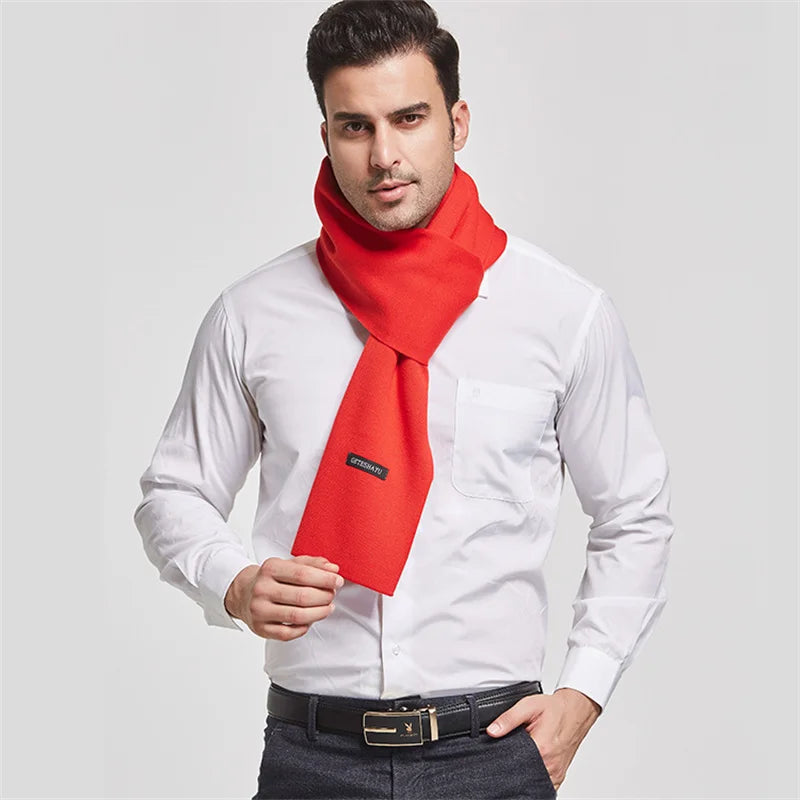 Men's Cashmere & Acrylic Scarf – Solid Colour
