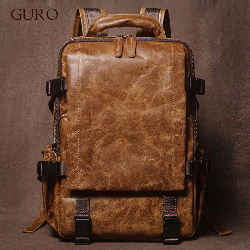 GURO Men's Genuine Leather Backpack