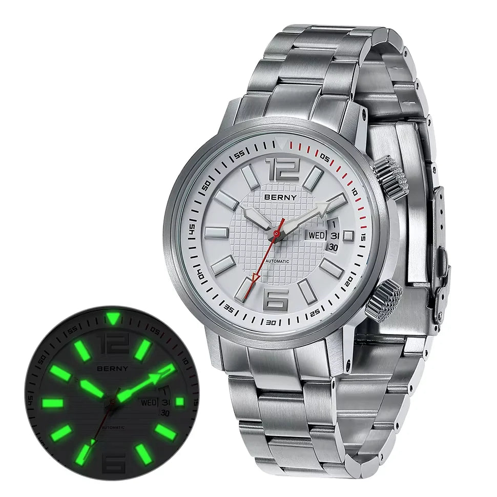 BERNY AM7081M Automatic Dive Watch – Miyota 8205, Sapphire Crystal & Caseback, 200m Water Resistant