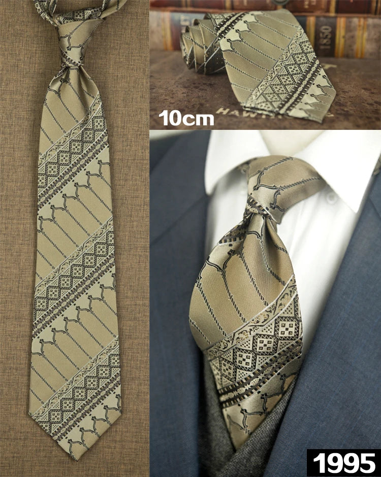Men's 100% Silk Jacquard Necktie – Paisley, Abstract & Geometric Patterns