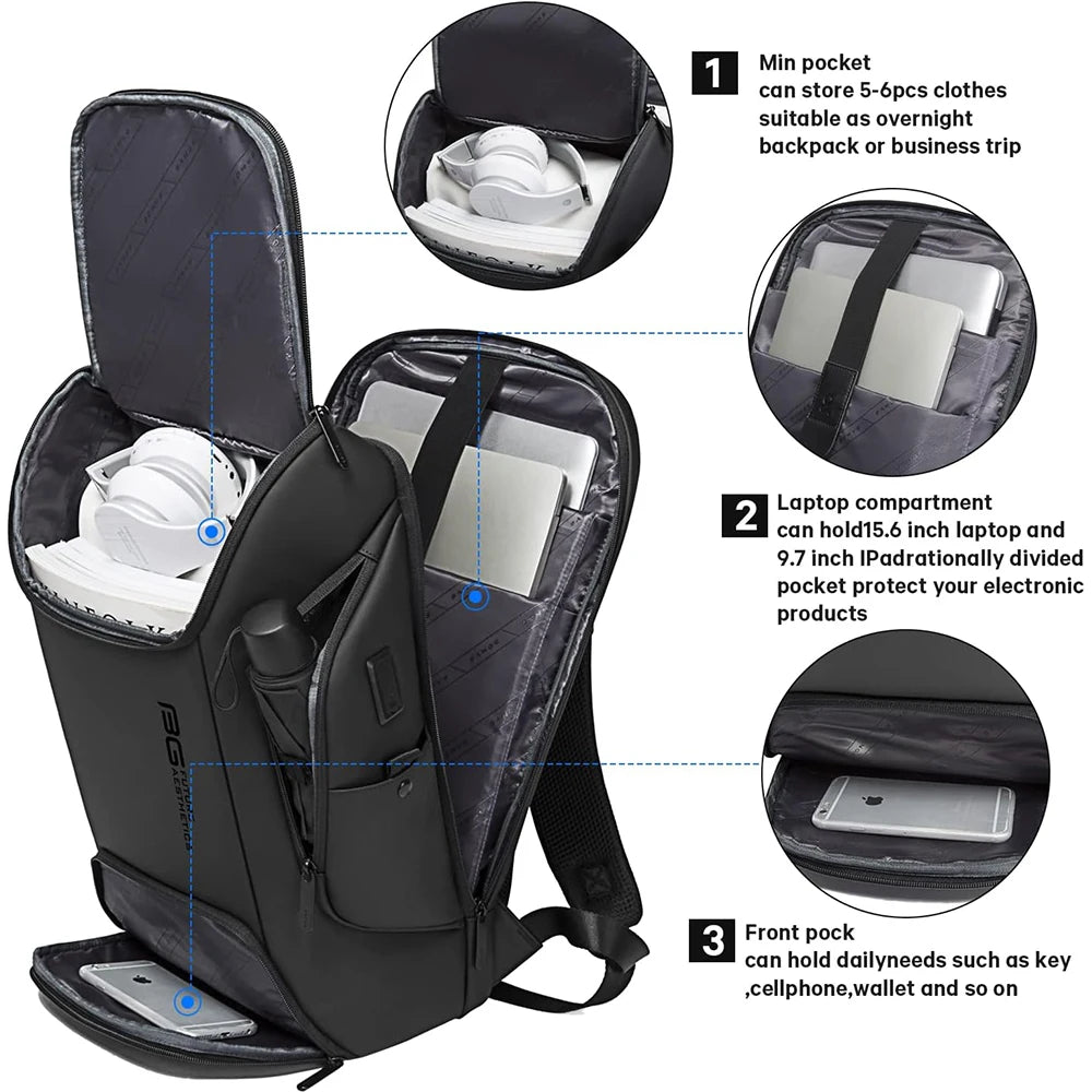 Bange BG-7267 Smart Laptop Backpack – USB Charging, Waterproof, 15.6"