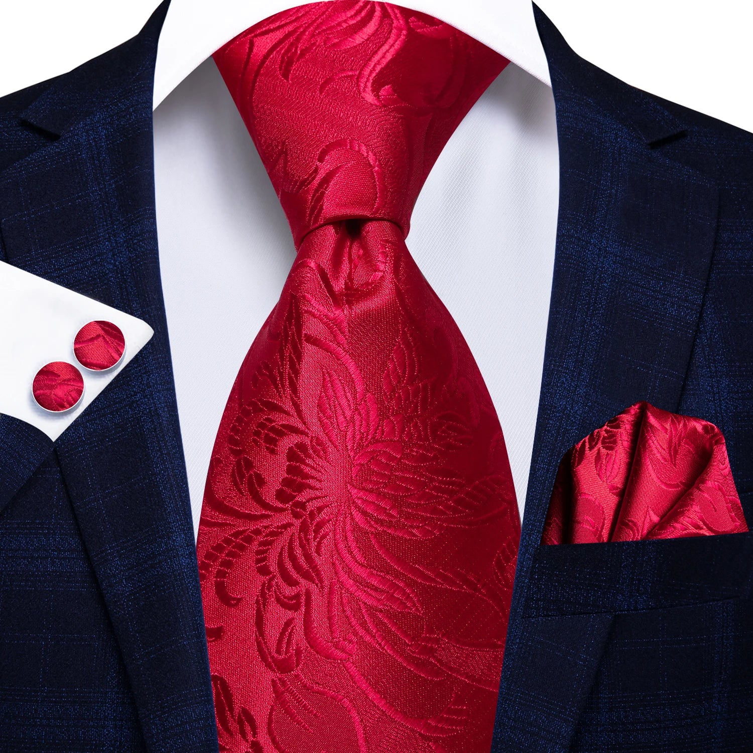 Hi-Tie Men's Silk Paisley Necktie & Pocket Square Set – 8.5cm | 19 Colours