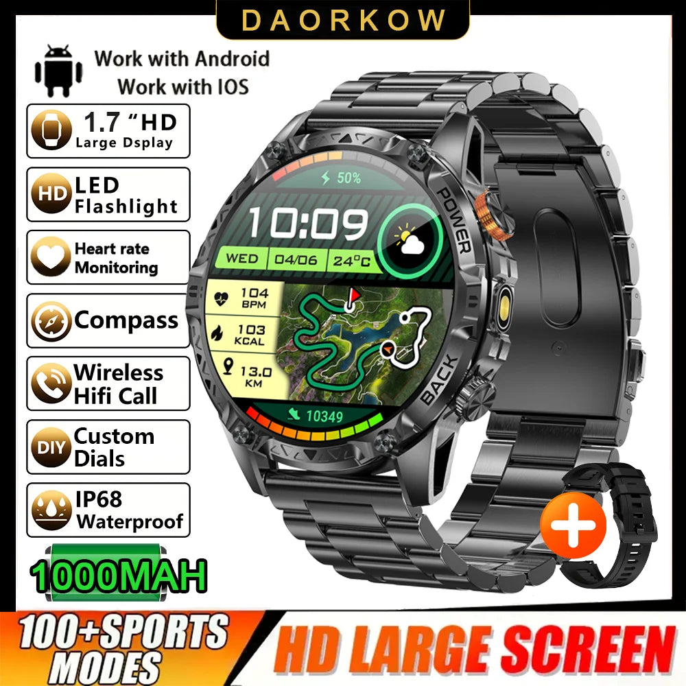 DAORKOW YK16 Smartwatch | 1000mAh, IP68 Swimming, Bluetooth Calling & Alexa