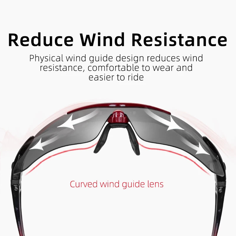 ROCKBROS Photochromic Polarized Cycling Sunglasses MTB PC Outdoor Sports Goggles 3/5 Lens Bicycle Riding Accessories