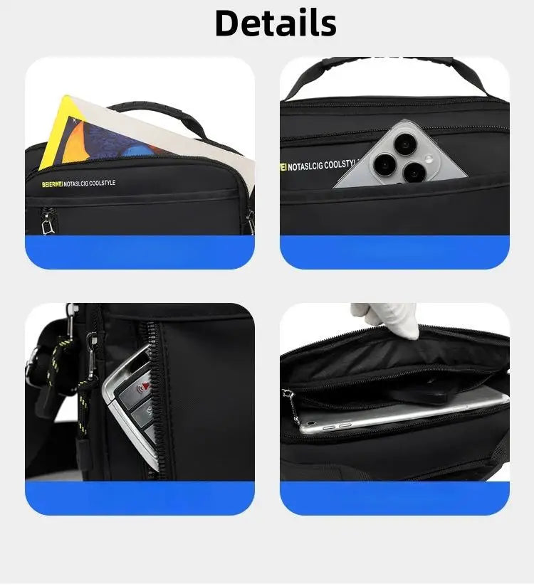 Men's Large Capacity Crossbody Bag – Multi-Pocket Shoulder Bag for Work & Travel