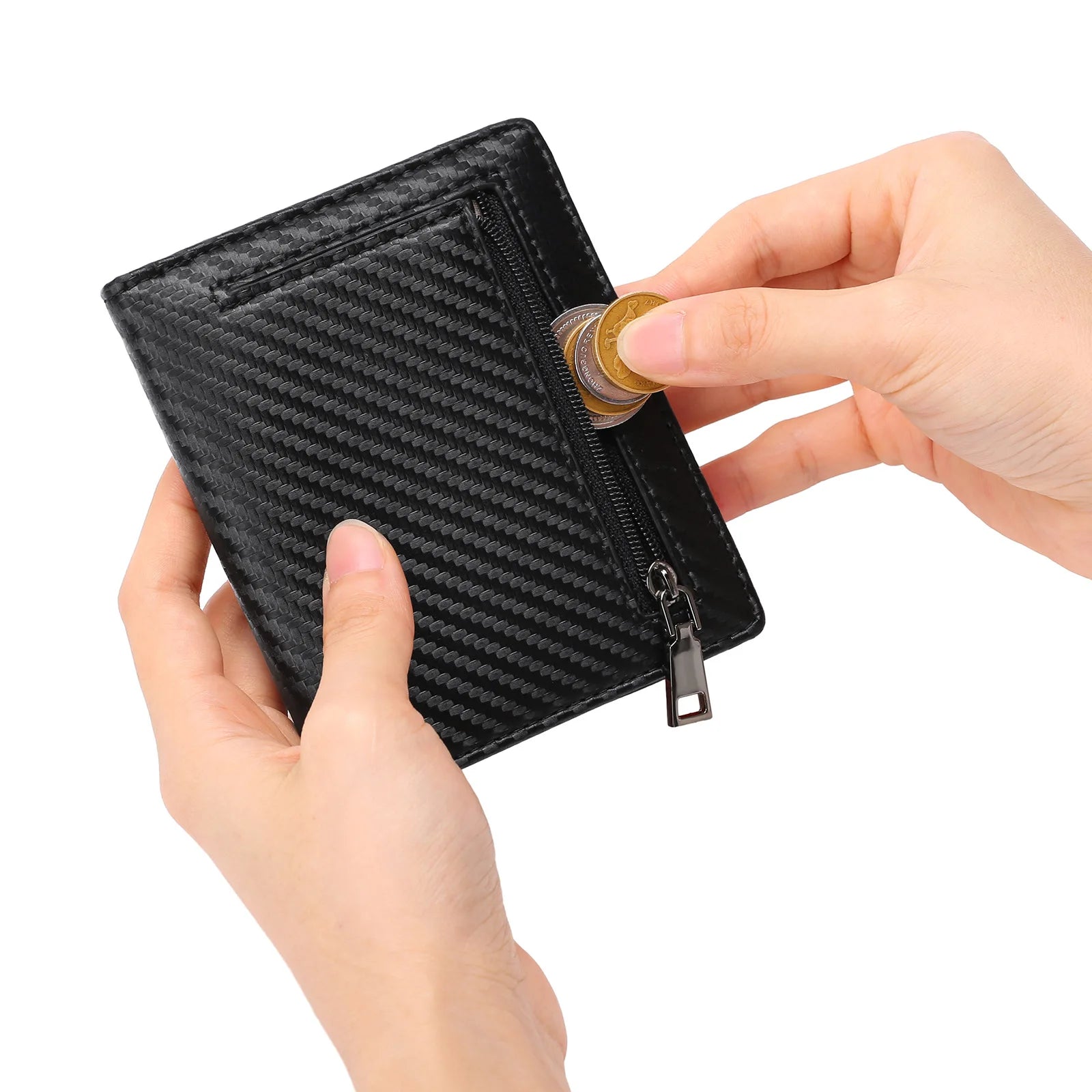 Slim Leather Bifold Wallet – RFID Blocking with Coin Pocket & Card Slots | Men's