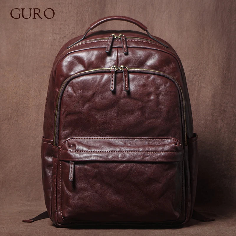 GURO Men's Genuine Leather Laptop Backpack