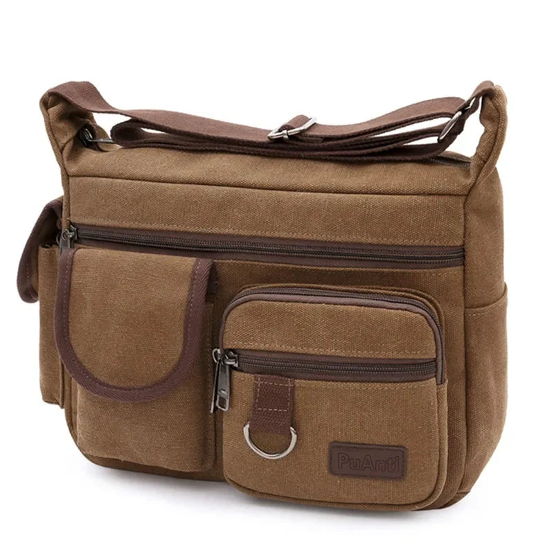 Men's Canvas Messenger Bag – Casual Crossbody & Shoulder Tote