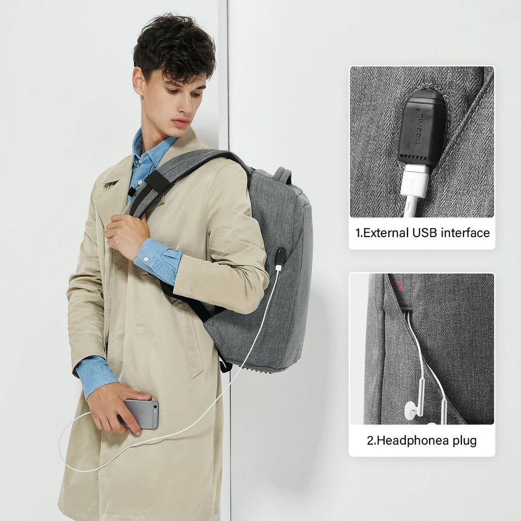 Tigernu Anti-Theft Backpack – 15.6" Laptop, USB Charging Port, Waterproof Oxford