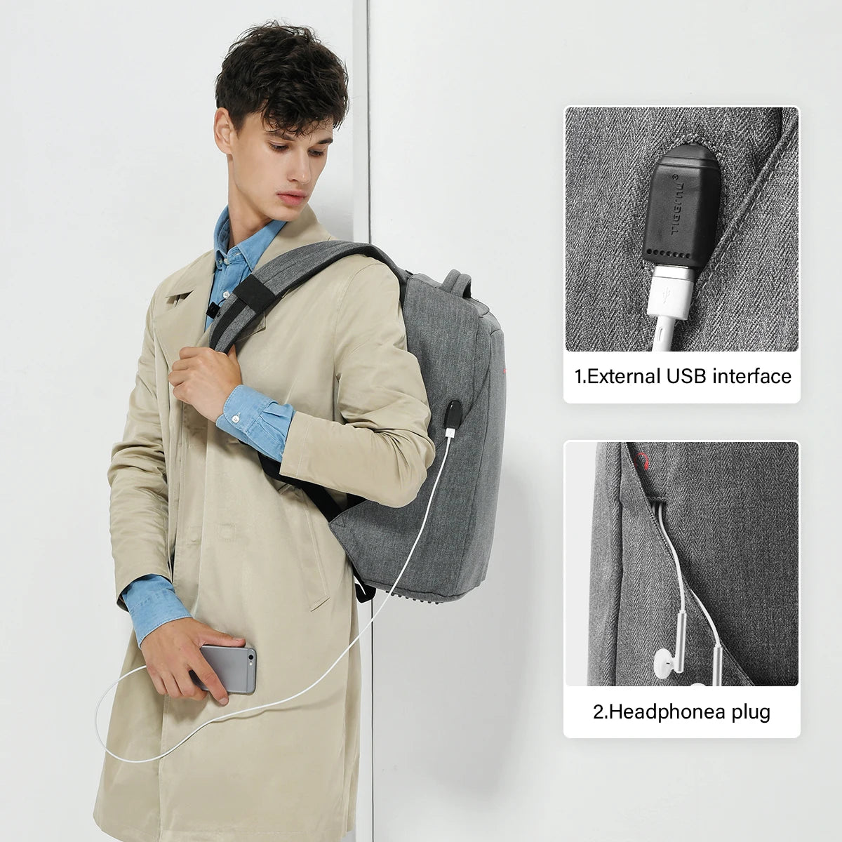 Tigernu Anti-Theft Backpack – 15.6" Laptop, USB Charging Port, Waterproof Oxford