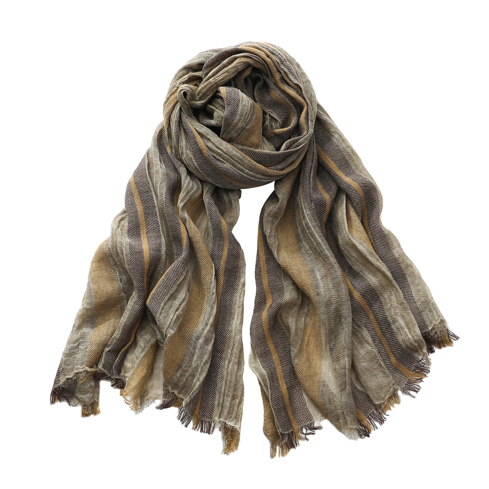 Men's Cotton Linen Striped Scarf