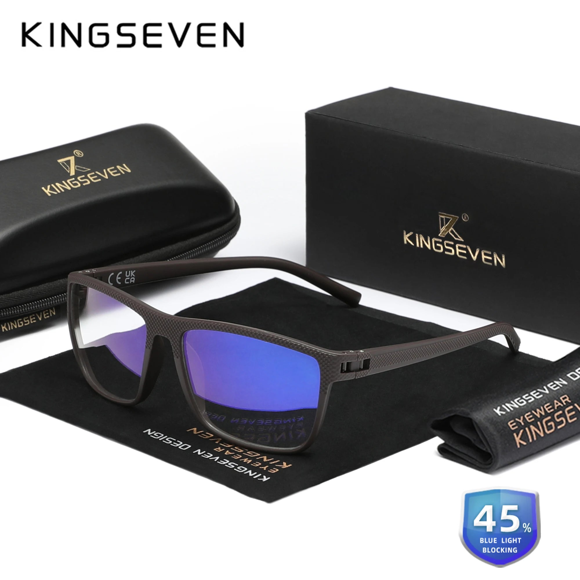 KINGSEVEN New Anti-Blue Ray Glasses Transparent Lens Eyeglasses Men Women Computer Blue Light Blocking Optical Reading Eyewear