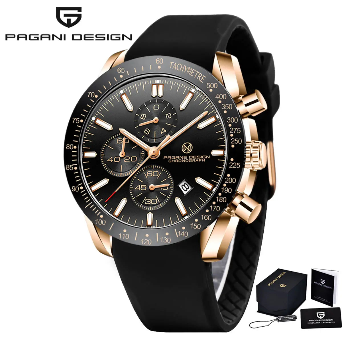 Pagani Design PG-5140 Men's Chronograph Watch | Luminous | Silicone Strap | 3ATM