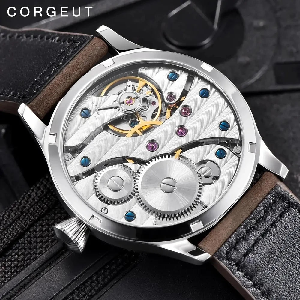 Corgeut 2002 Men's Hand-Wind Watch | Seagull 6497 | 17 Jewels | Leather Strap