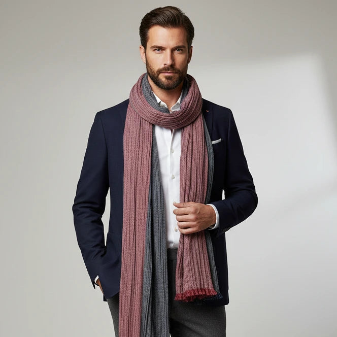 Men's Striped Cotton Linen Scarf | Neckerchief & Shawl