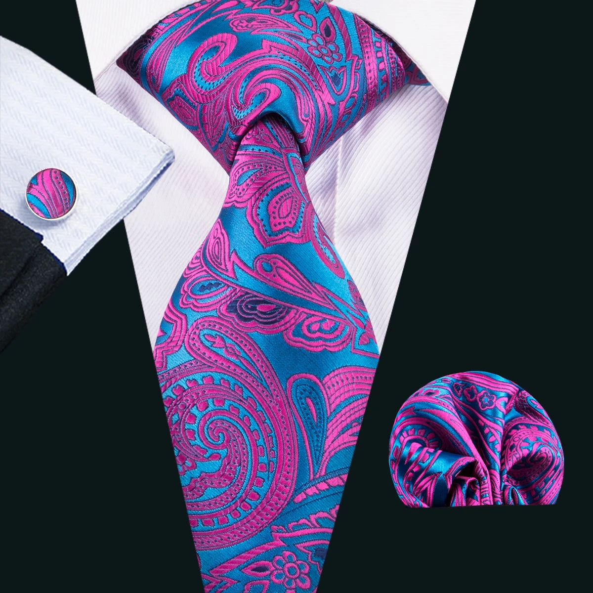 Men's Necktie, Pocket Square & Cufflinks Set – Floral & Novelty Prints