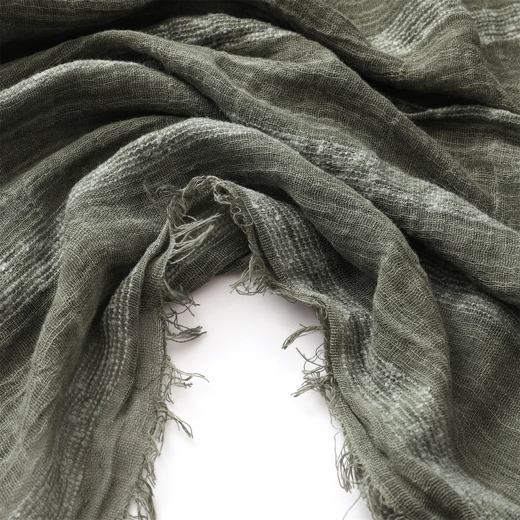 Unisex Cotton Linen Striped Scarf
