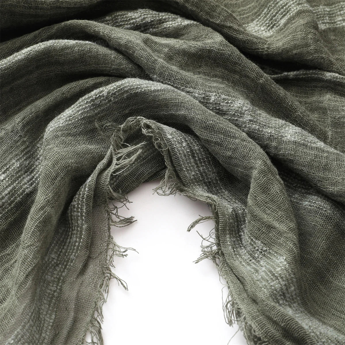 Unisex Cotton Linen Striped Scarf