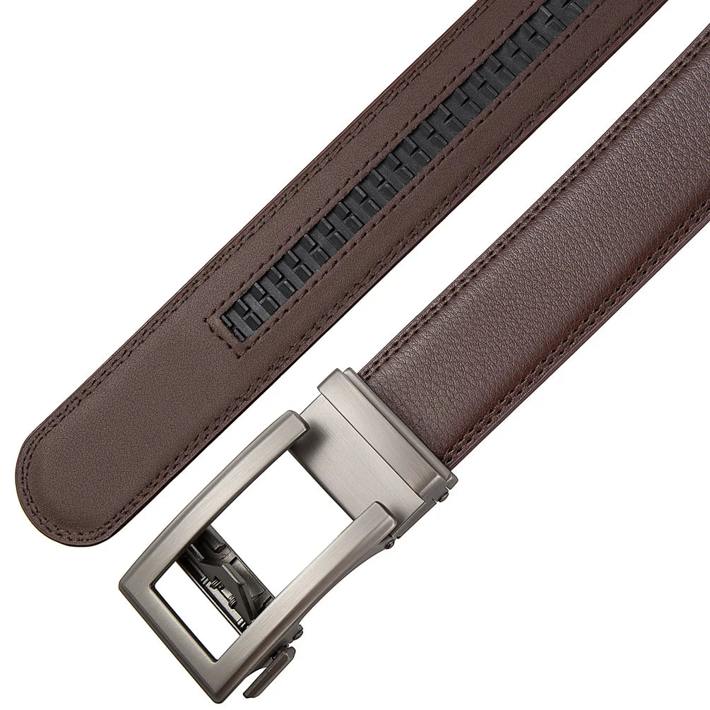 Men's Genuine Leather Business Belt – Luxury Buckle Finish