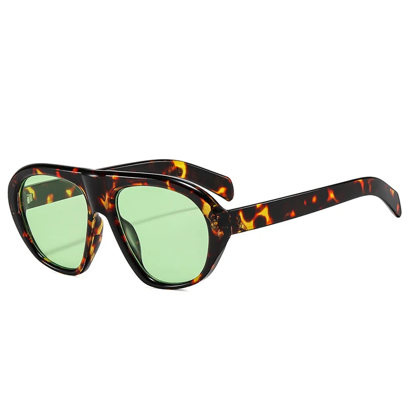 SO&EI Vintage Candy Color Pilot Men Sunglasses Fashion Women Outdoor Shades UV400 Punk Leopard Sun Glasses