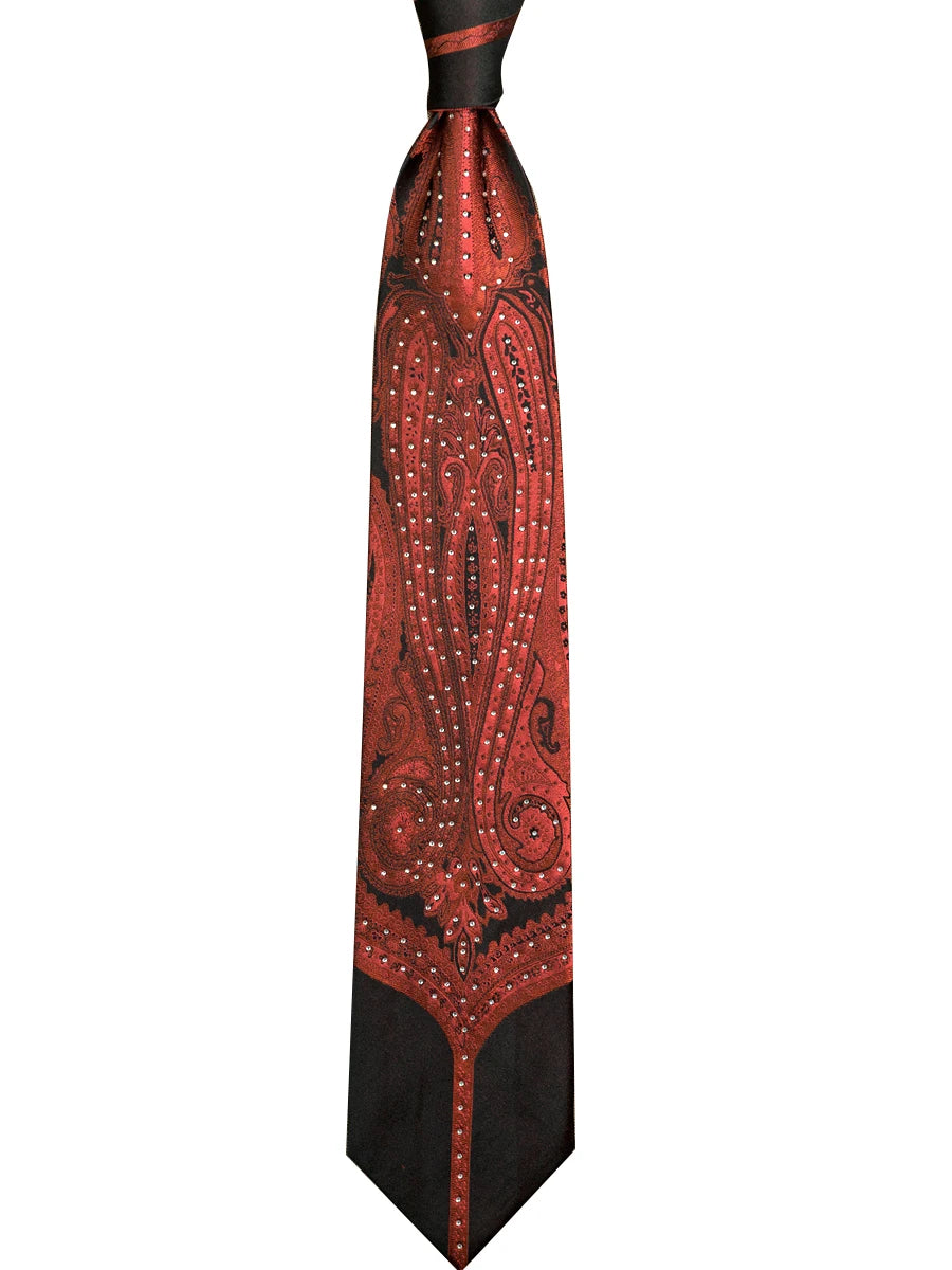 Men's Rhinestone Silk Jacquard Necktie – Paisley & Geometric | High-End
