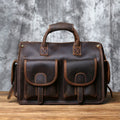 Men's Crazy Horse Leather Briefcase – Vintage Cowhide Satchel, 14" Laptop, Shoulder & Crossbody
