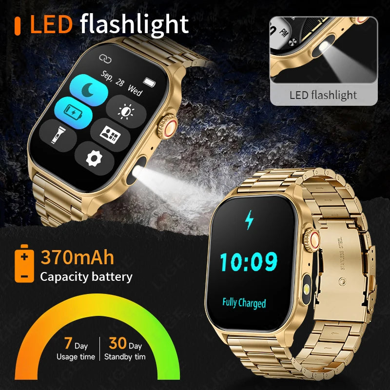 LIGE Smart Watch – 2.01" Display, 40-Day Standby, Bluetooth Calling, GPS, IP68
