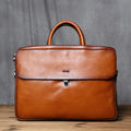 Men's Genuine Leather Briefcase – Vintage Natural Cowhide, 16" Laptop & iPad Compatible