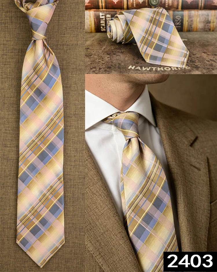 Men's 100% Silk Jacquard Necktie – Geometric, Floral, Checked & Solid