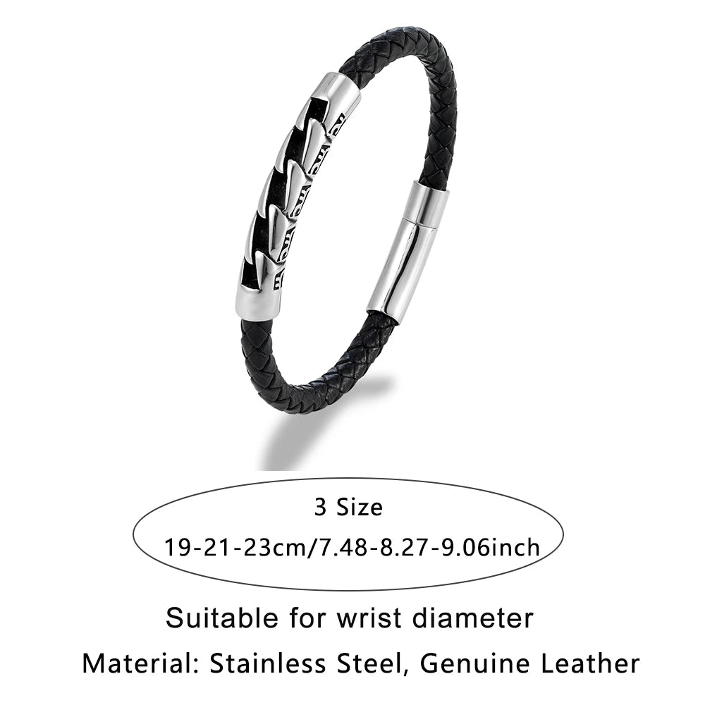 Handmade Black/Red/Blue 6mm Leather Anchor Bracelet Men Women Stainless Steel Braided Leather Rope Wristband Vintage Couple Gift