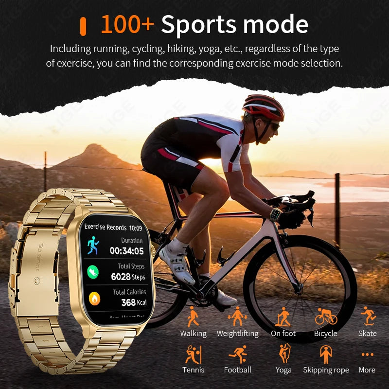 LIGE Smart Watch – 2.01" Display, 40-Day Standby, Bluetooth Calling, GPS, IP68