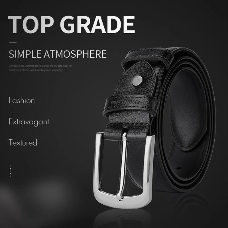 BISON DENIM Leather Pin Buckle Belt