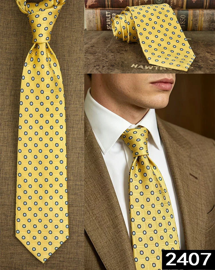 Men's 100% Silk Jacquard Necktie – Paisley, Abstract & Geometric Patterns
